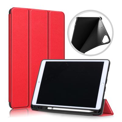 China Lightweight Triple TPU Stand Tablet Case For Apple Ipad 10.2/10.5 2021/2020/2019 With Pen Slot Leather Case for sale