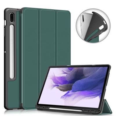 China Two Ways Supporting PU Leather +TPU Leather Triple Stand Leather Case For Samsung Galaxy Tab S7 Fe SM-T730 SM-T735 SM-T736 SM-T738 Tablet Case for sale