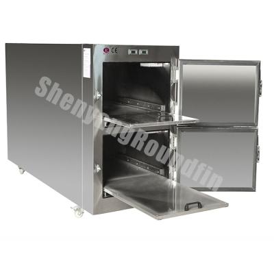 China American Style Roundfin Burial Supplies 304 Mortuary Mortuary Freezer S.S Funeral Coolers 2 Body Refrigerator for sale