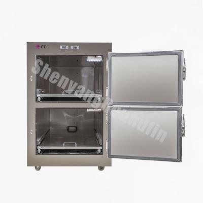 China SUS Base 304 Factory Style Mortuary Supplier 2 American Funeral Refrigerator for sale