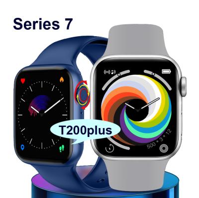 China 2021 new arrivals T200plus PK T500 smart watch heart rate monitoring wallpaper customized sports smartwatch Serie 7 touch screen for sale