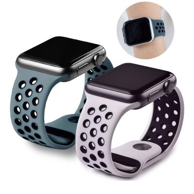 China Universal Rubber Watchband Replacement Silicone Sports Rubber Watch Band For Apple Watch Strap Silicon for sale