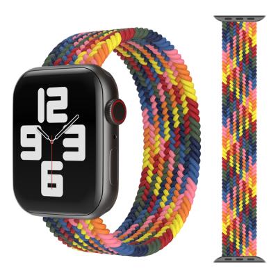 China Fabric Elastic Braided Nylon Watch Band For Apple Watch 3 Se 4 5 6 Strap Strap With Plastic Connector Nylon Watchband for sale