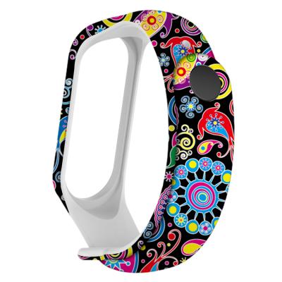 China 2021 hot sales rubber silicone printed MI band straps with multi colors for xiaomi watch MI band 3/4/5/6 strap for sale