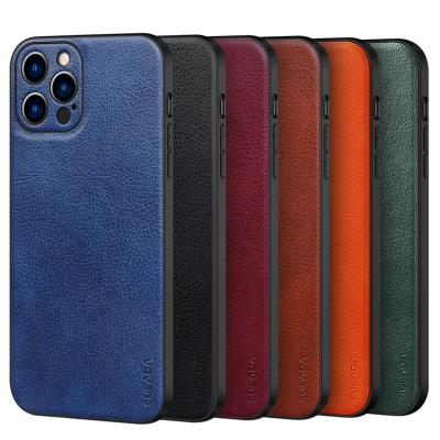 China 2022 New SULADA Jiangpin Series Shockproof Genuine Leather Cell Phone Case For iPhone X 11 12 13 Soft Shell Case Cover for sale