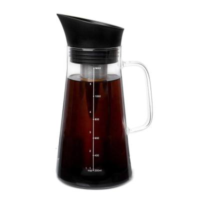 China 1000ml 1800ml High Borosilicate Glass Viable Coffee Pot Cold Extraction Coffee With Filter Screen for sale