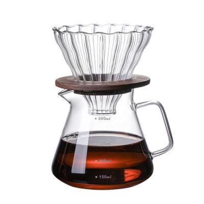 China Wholesale Sustainable 450ml 600ml High Borosilicate Glass Coffee Heat Resistant Pot With Square Handle for sale