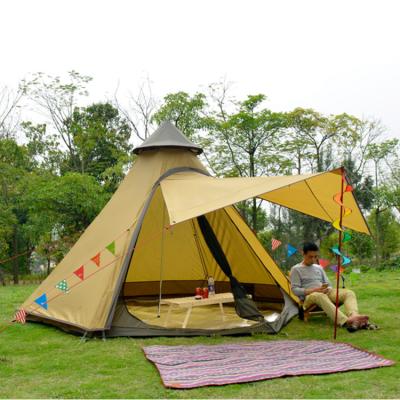 China Breathable Easy Setup Double Layer Camping Teepee Tent For 4-6 Person for sale