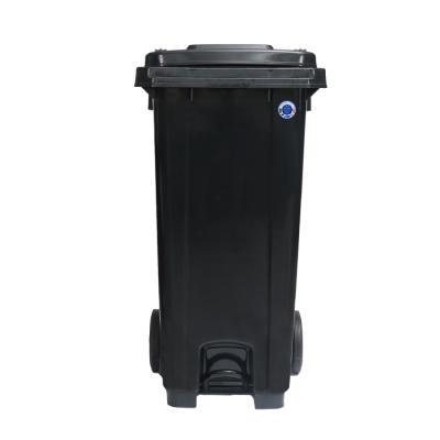 China 120 Liter Sustainable Outdoor Pedal Basket Paper Garbage Bin Plastic Garbage Bin With Wheel for sale