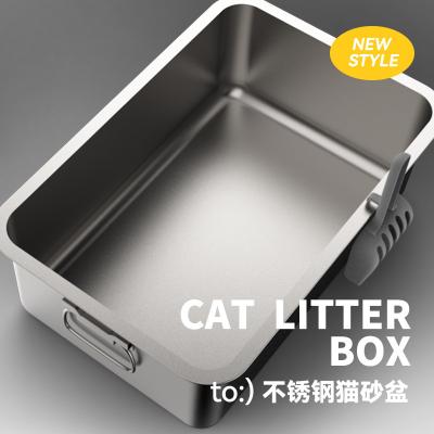 China Hot Selling Wholesale Durable Stainless Steel Cat Litter Box Good Quality Stabilized Stainless Steel Pet Foods Factory for sale