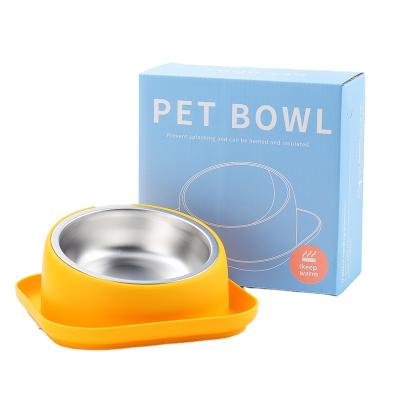 China Sustainable Household Use Pet Products Shape Pet Monochromatic Single Bowl Stainless Steel Portable Cat Bowl for sale