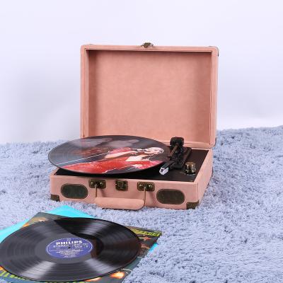 China Home theater record player turntable, 3 speed record player case with built in line aux input. RCA speakers for sale