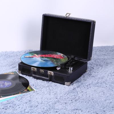 China Turntable factory vinyl turntable player, 3 speed turntable case with built in line aux input. RCA speakers for sale