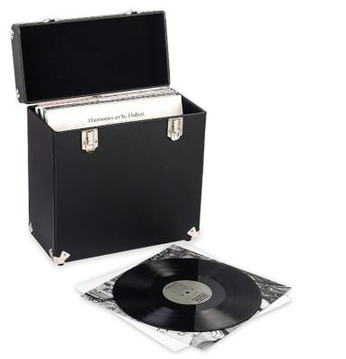 China Retro Vintage Black Vinyl CD Storage Leather Record Carrying Case For 45+ Discs (Dust/Scratch Free) - Black-12Inch 42*50*27cm for sale