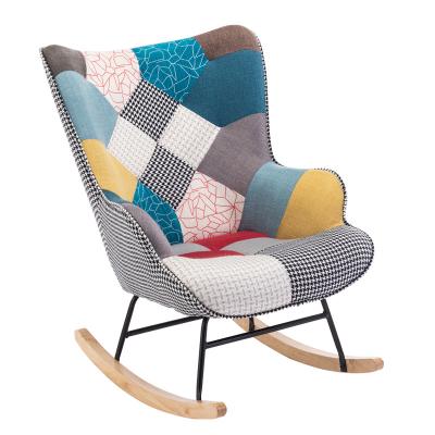 China VISON Reclining Rocking Chair Modern Patchwork Relaxing Armchair Recliner Comfortable Patchwork Accent Chair for sale