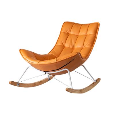 China VISON Accent Rocking Chair Leisure Single Leather Chair Reclining Modern Orange Accent Chair for sale