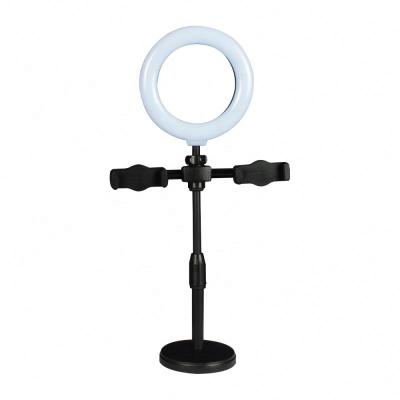 China Universal Color Adjustable Tempurate Desktop Fill Light Dual Stand LED Ring Light Set Mobile Phone Live Bracket Selfie Beauty Fill for sale