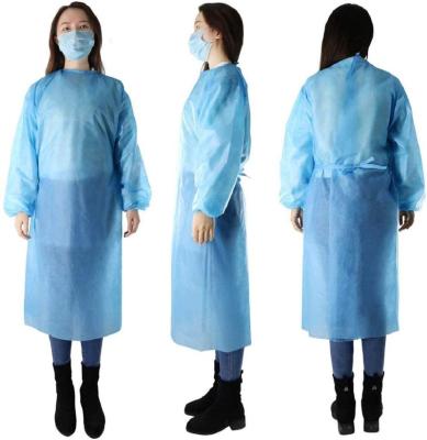 China Level 1 Isolation Gown Disposable Nonwoven PP Isolation Gown Blue Medical Use 2 3 Isolation Gown With Knit Cuff for sale