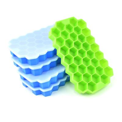 China Viable Ice Cube Trays Silicone Ice Cube Molds With Lid Flexible Ice Trays BPA Free For Whiskey Cocktail for sale