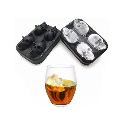 China Flexible Silicone 3D Cube Maker In Viable Skeleton Ice Mold Maker Tray Best For Halloween Whiskey And Cocktails for sale