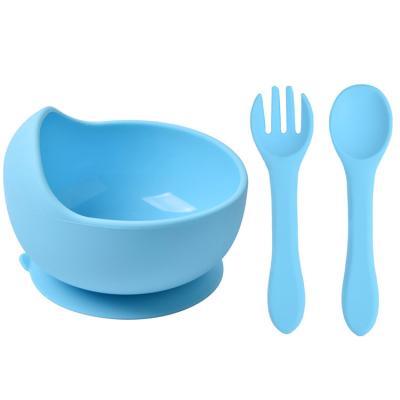 China BPA Casual Food Grade Non Spill Silicone Tableware Free Silicone Baby Feeding Suction Bowl With Spoon for sale