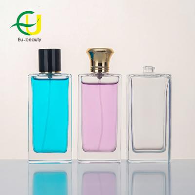 China Manufacturers 100ml cheap price personal care perfume 100ml custom rectangle pump spray perfume glass bottle supplier for sale