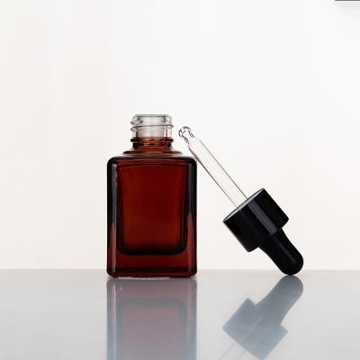 China Various Size 35ml 30ml 20ml 15ml 10ml Cosmetics Amber Essential Oil Bottle With Glass Dropper for sale