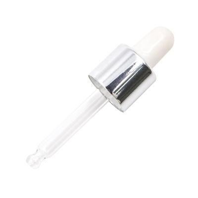 China Spill No 13/415 18/415 20/410 Smooth White Plastic Ribbed Dropper Cap Glossy Gold Aluminum Foil Closure With Pipette For Glass Bottles for sale