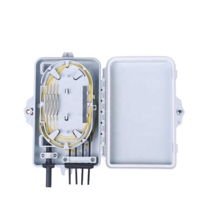 China FTTH FTTB FTTX Mini ABS 4 Core Fiber Optic Fiber Distribution Box Indoor Outdoor ftth Box Network PC Fiber Optic Terminal Box with PLC Splitter for Telecoms for sale