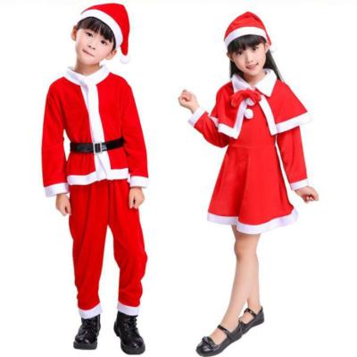 China Children's Santa Suit Christmas Dress Outfit Halloween Cosplay Costume for Party Girls and Boys Santa Holiday Dress with Hat for sale