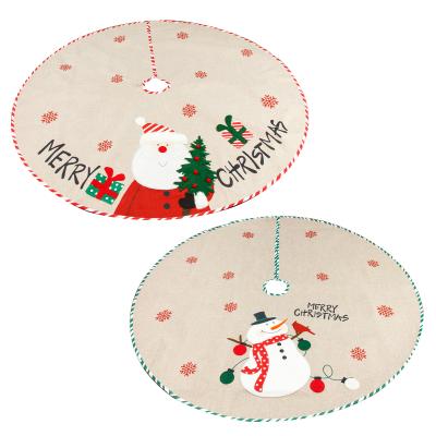 China Wholesale 2021 New Designs Christamas Decoration Snowman Embroidered Canvas Christmas Tree TREE SKIRT Skirts Apron Xmas Floor Decorations for sale