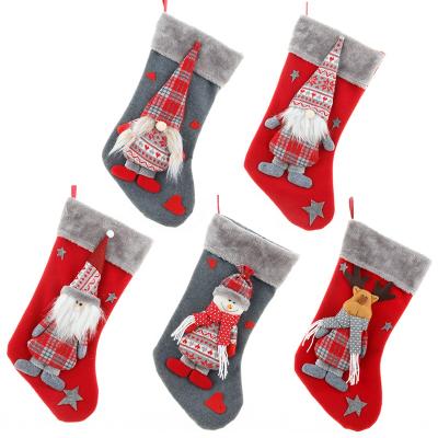 China Promotional Pilou Christmas Stocking Socks With Gnome Doll For Gift Plush Christmas Stocking for sale