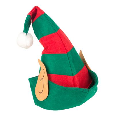 China Hot Selling Velvet Adult Felt Red And Green Christmas Elf Hat With Ear for sale