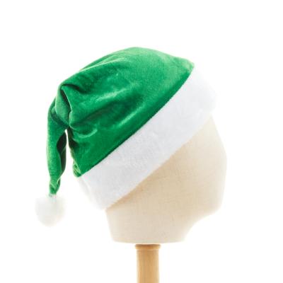 China Pleuche Customized Colorful Xmas Santa Claus Xmas Christmas Santa Hat Green Luxury Velvet Cap for sale