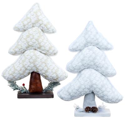 China Christmas Deoration Small Table Christmas Tree Decorations Supplies Christmas Ornaments Christmas Silver Wool Wood Tree Table Decoration for sale