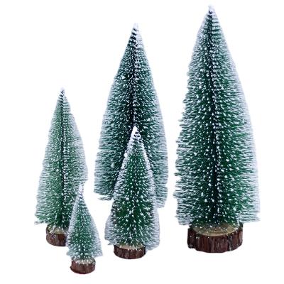 China Pine Needles Customize Mini Christmas Tree Small Pine Ornaments Wood Desktop Decoration for sale