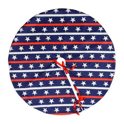 China Chirstmas Decor Amazon Independence Day Decoration Mat USA National Day Digital Flag NEW Printing Christmas Tree Skirt for sale