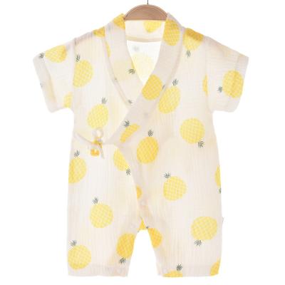 China Custom Printed Baby Rompers Baby Clothes Summer Onesie Short Sleeve Newborn Jumpsuit Wholesale Baby Boy White Cotton for sale