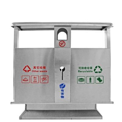 China Wholesale Price Sustainable High Quality Stainless Steel Metal Waste Bin Outdoor Public Trash Bin for sale