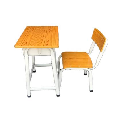 China Wholesale Modern Study Desk And Chair Sets Classroom Furniture Wooden School Desk With Metal Base for sale