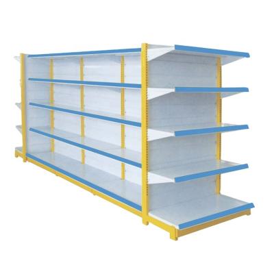 China Double Sided Heavy Duty Supermarket Equipment Rack Grocery Shelf Bakery Display Stands for sale