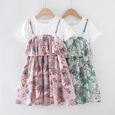 China 2021 Summer New Girl Baby Girl Flower Dress Princess Breathable Goods High Quality Children's Ski Wear Long Skirt Idyllic Children for sale