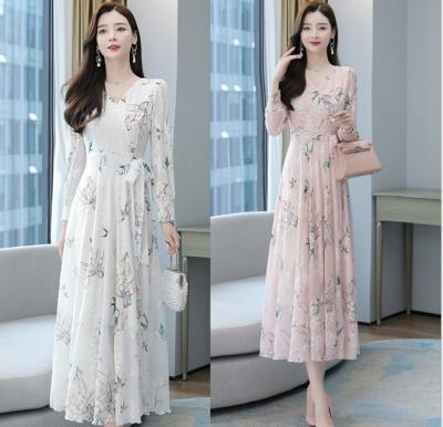 China Wholesale Cheap Women's Fashion Dress Women's Long Sleeve Design Breathable Lace Chiffon Girl's Long Dress for sale