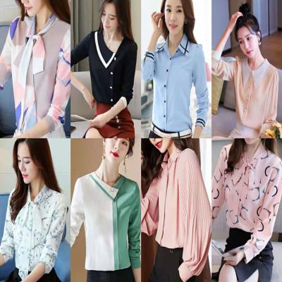 China Breathable Popular Plus Size Long Sleeve Office Formal Loose Chiffon Blouse For Women Broken Shirt The Beautiful for sale