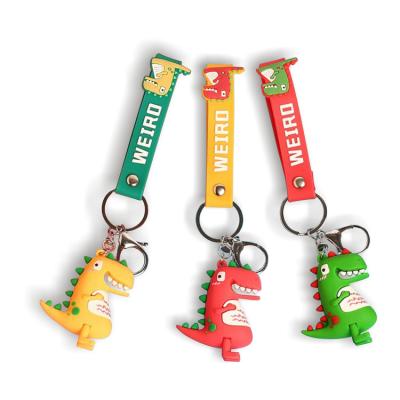 China Dongguan Hot Sale Wholesale Gifts Custom 3D Cartoon Rubber Creative Dinosaur Key Chain Key Chain for sale