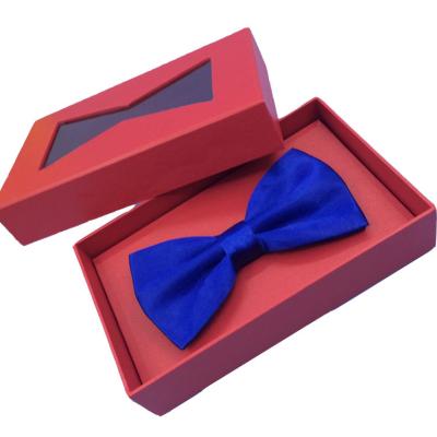 China Recycled Materials Bow Tie Custom Red Paper Gift Box Packaging PVC Window Box With Factory Competitive Price for sale