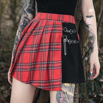 China China factory direct sale low MOQ anti-static irregular plaid ladies punk skirt for sale