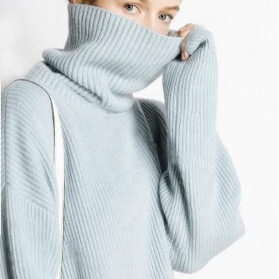 China Anti-wrinkle pure cashmere rib knitted loose lady pullover sweater for woman oversized sweater for sale