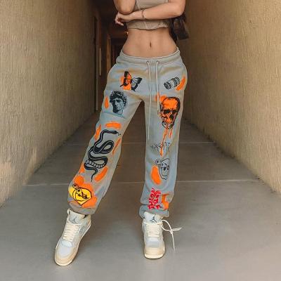 China Breathable Woman Clothes Casual Graffiti Trousers Women Jogger Pants Street Wear 2021 for sale