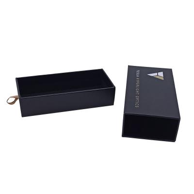 China Recyclable Custom Design Luxury Cardboard Paper Perfume Packaging Business Shipping Flat Gift Black Drawer Boxes for sale